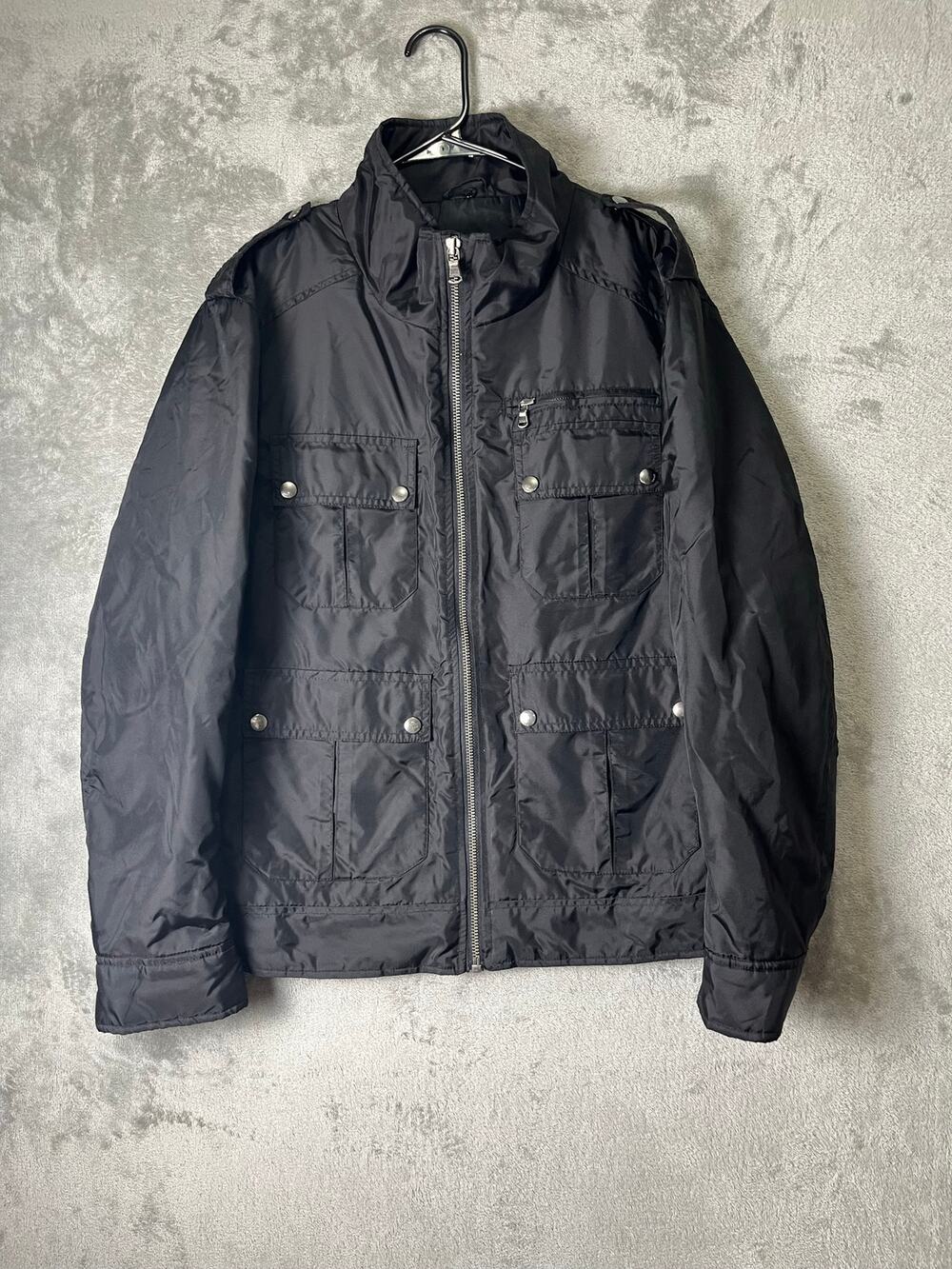 Express Men’s Black Military Utility Field Jacket Full Zip Multi Pocket Medium